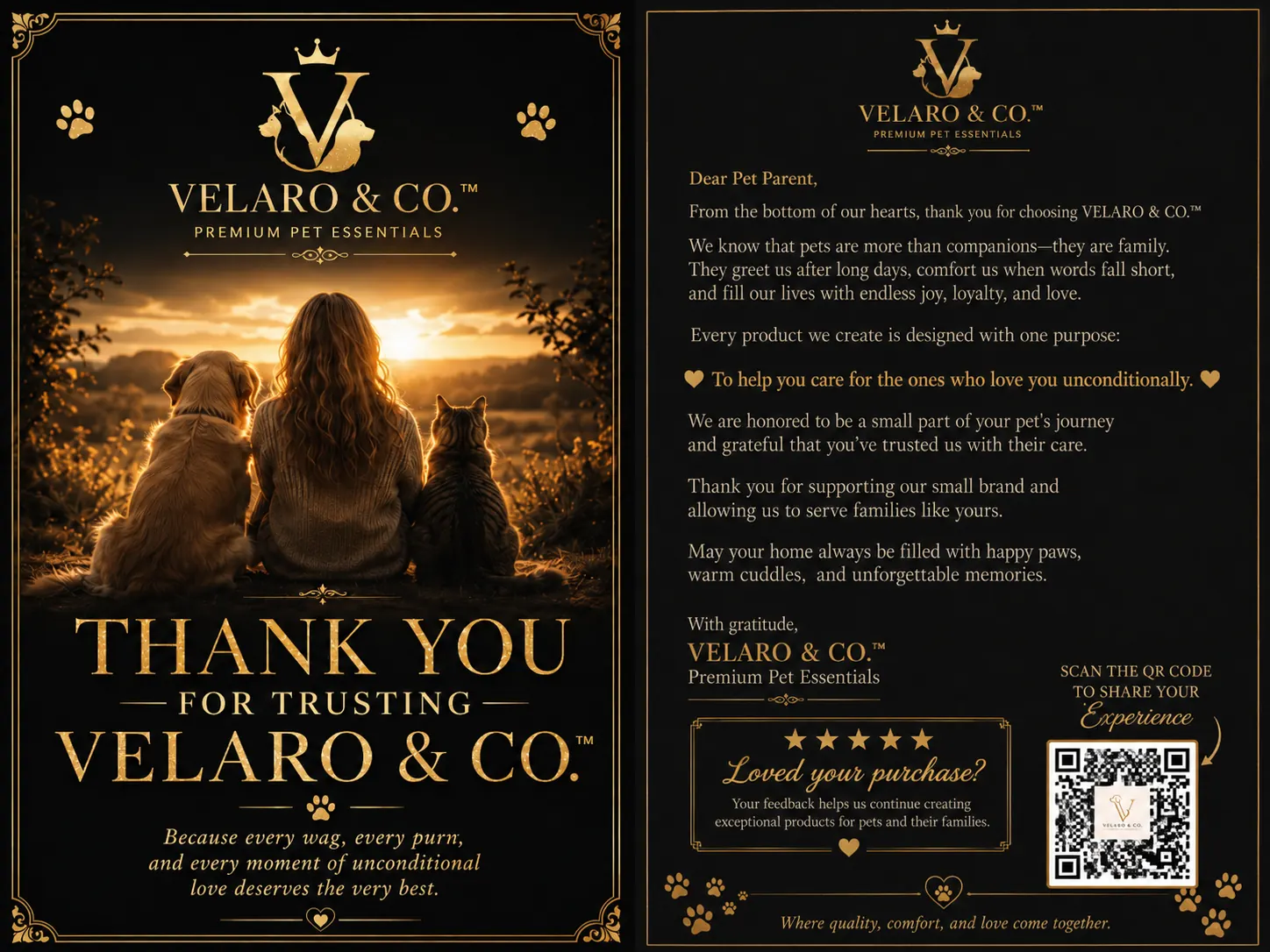VELARO & CO. thank you card